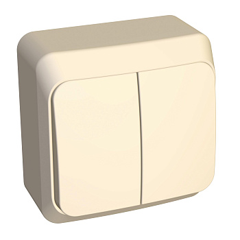 Выключатель двухклавишный ЭТЮД SE накладной крем  – купить розетки, рамки, выключатели оптом и в розницу  Выключатель двухклавишный ЭТЮД SE накладной крем во Владивостоке