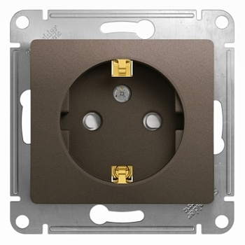 Розетка одинарная Glossa SE с заземлением со шторками шоколад во Владивостоке