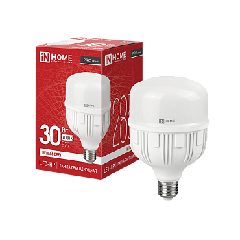 Лампа светодиодная LED-HP-PRO 30Вт 230В Е27 4000К 2850Лм IN HOME  – купить лампы всех видов оптом и в розницу  Лампа светодиодная LED-HP-PRO 30Вт 230В Е27 4000К 2850Лм IN HOME во Владивостоке