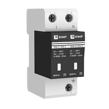 Ограничитель импульсных напряжений ОПВ-C/2P In 20кА 400В с сигнализацией EKF PROxima  – купить силовое и модульное оптом и в розницу  Ограничитель импульсных напряжений ОПВ-C/2P In 20кА 400В с сигнализацией EKF PROxima во Владивостоке