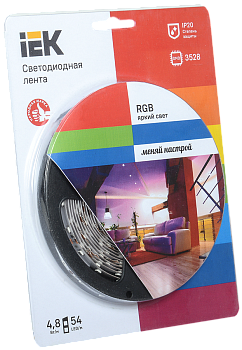 Лента LED 5м  блистер LSR-3528RGB54-4.8-IP20-12V IEK-eco во Владивостоке