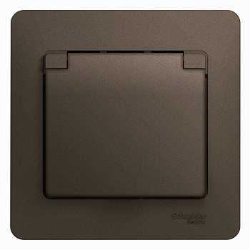 Розетка одинарная Glossa SE с крышкой с заземлением шоколад в сборе  – купить розетки, рамки, выключатели оптом и в розницу  Розетка одинарная Glossa SE с крышкой с заземлением шоколад в сборе во Владивостоке