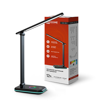 Светильник настольный светодиодный PLUS ССО-20Ч 12Вт 3000-6500К 640Лм RGB-подсветка, сенсор, с адаптером ЧЕРНЫЙ IN HOME во Владивостоке