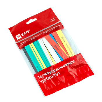 Термоусаживаемая трубка ТУТ нг 12/6 набор 7 цвет по 3 шт 100 мм EKF PROxima во Владивостоке