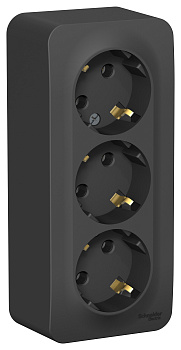 Розетка тройная BLANCA SE накладная с заземлением с изоляционной пластиной антрацит во Владивостоке