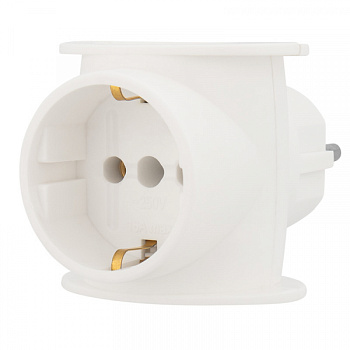 Тройник электрический универсальный 16 А одно гнездо с заземлением белый REXANT во Владивостоке