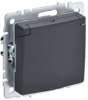 Розетка одинарная с з/к со шторками с крышкой 16А IP44 BRITE IEK графит во Владивостоке