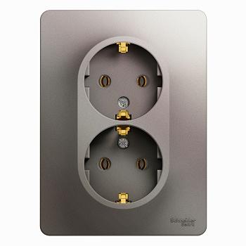 Розетка двойная Glossa SE с заземлением платина в сборе во Владивостоке