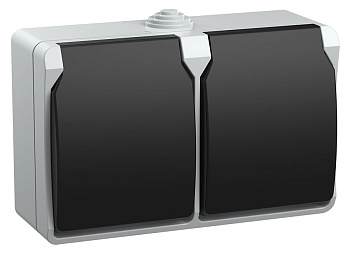 Розетка двойная с заземлением со шторками с крышкой накладная ФОРС IP54 серая IEK во Владивостоке