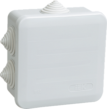 Коробка КМ41255 распаячная для о/п 100х100х50 мм IP44 (RAL7035, 6 гермовводов, защелкивающаяся крышка IEK во Владивостоке