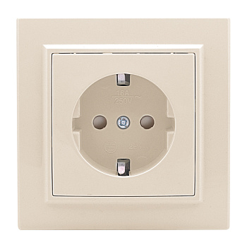 Розетка 1-местная СП с заземлением 16А бежевый с защитной шторкой Минск EKF во Владивостоке