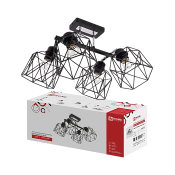 Люстра поворотная под лампу LOFT ATIKO-СLА-4E27L-BL 4хЕ27 черный, хром IN HOME во Владивостоке