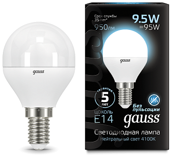 Лампа светодиодная LED-ШАР 9.5Вт E14 4100K 950Лм Black GAUSS  – купить лампы всех видов оптом и в розницу  Лампа светодиодная LED-ШАР 9.5Вт E14 4100K 950Лм Black GAUSS во Владивостоке