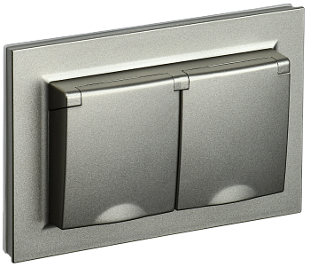 Розетка двойная с крышкой 16А IP44 BRITE IEK шампань в сборе во Владивостоке