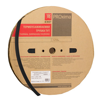Термоусаживаемая трубка ТУТ нг 20/10 черная рулон 100м EKF PROxima во Владивостоке