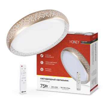 Светильник светодиодный COMFORT HONEY 75Вт 230В 3000-6500K 6000Лм 500х120мм c пультом ДУ IN HOME во Владивостоке