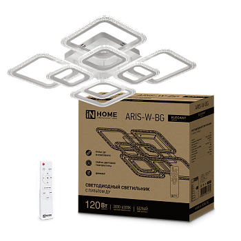 Светильник светодиодный ELEGANT ARIS-W-BG 120Вт 230В 3000-6500K 8400Лм 585х585х115мм пульт ДУ белый IN HOME во Владивостоке