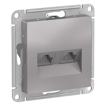 Розетка двойная компьютерная AtlasDesign SE RJ45+RJ45 алюминий во Владивостоке