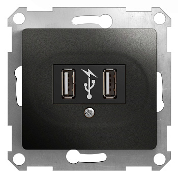 Розетка USB 1400 мА GLOSSA Schneider Electric антрацит во Владивостоке
