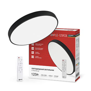 Светильник светодиодный SCANDY SIMPLE-125RCB 125Вт 230В 3000-6500K 10000Лм 500x50мм с пультом ДУ черный IN HOME во Владивостоке