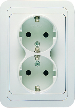 Розетка двойная МИМОЗА MAKEL с заземлением белая во Владивостоке