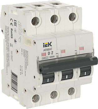 Автоматический выключательM06N 3P 2А 6кА х-ка D ARMAT IEK во Владивостоке