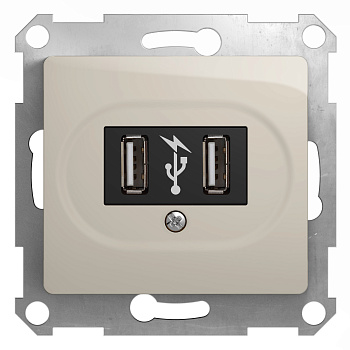 Розетка USB 1400 мА GLOSSA Schneider Electric молочная во Владивостоке