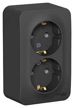 Розетка двойная BLANCA SE накладная с заземлением с изоляционной пластиной антрацит во Владивостоке