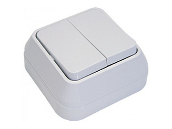 Выключатель двухклавишный накладной MAKEL белый во Владивостоке