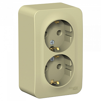 Розетка двойная BLANCA SE с заземлением с изоляционной пластиной накладная бежевая во Владивостоке