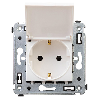 Розетка с крышкой в стену, 2P+E, с з/ш, Avanti "Белое облако" DKC во Владивостоке