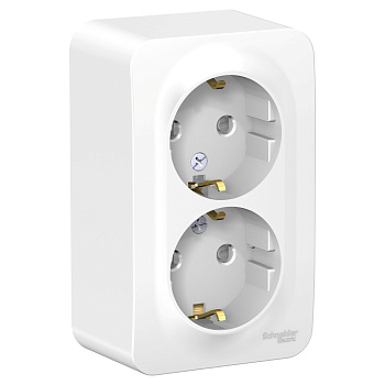 Розетка двойная BLANCA SE накладная с заземлением со шторками с монтажной пластиной белая во Владивостоке