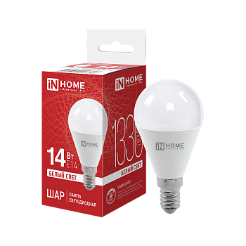 Лампа светодиодная LED-ШАР-VC 14Вт 230В E14 4000K 1330Лм IN HOME  – купить лампы всех видов оптом и в розницу  Лампа светодиодная LED-ШАР-VC 14Вт 230В E14 4000K 1330Лм IN HOME в Владивостоке