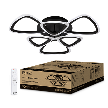 Светильник светодиодный ELEGANT SANSA-B 90Вт 230В 3000-6500K 7000Лм 650х650х130мм c пультом ДУ черный IN HOME во Владивостоке