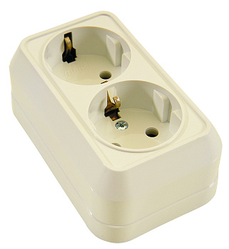 Розетка двойная накладная с заземлением MAKEL крем во Владивостоке