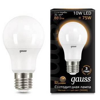 Лампа светодиодная LED-A60 10Вт E27 3000K 880Лм Black GAUSS во Владивостоке