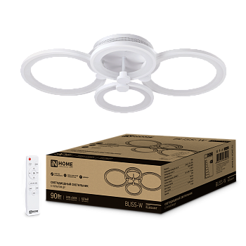 Светильник светодиодный ELEGANT BLISS-W 90Вт 230В 3000-6500K 7000Лм 610х400х130мм c пультом ДУ белый IN HOME  – купить кабель и провод оптом и в розницу  Светильник светодиодный ELEGANT BLISS-W 90Вт 230В 3000-6500K 7000Лм 610х400х130мм c пультом ДУ белый IN HOME во Владивостоке