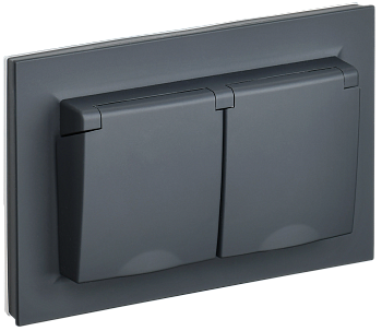 Розетка двойная с крышкой 16А IP44 BRITE IEK графит в сборе  – купить розетки, рамки, выключатели оптом и в розницу  Розетка двойная с крышкой 16А IP44 BRITE IEK графит в сборе во Владивостоке