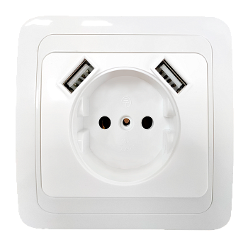 Розетка одинарная CLASSICO с двумя USB белая 2147 IN HOME  – купить розетки, рамки, выключатели оптом и в розницу  Розетка одинарная CLASSICO с двумя USB белая 2147 IN HOME во Владивостоке