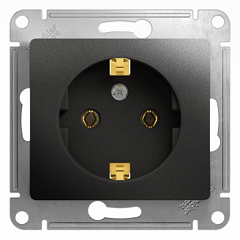 Розетка одинарная Glossa SE с заземлением антрацит во Владивостоке