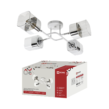 Светильник потолочный поворотный AURA TESO-4E27ST-WH 4хЕ27 прозрачные плафоны, белый корпус IN HOME во Владивостоке