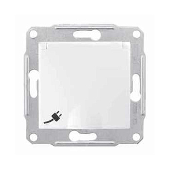 Розетка одинарная SEDNA Schneider Electric с крышкой со шторками с заземлением белая во Владивостоке