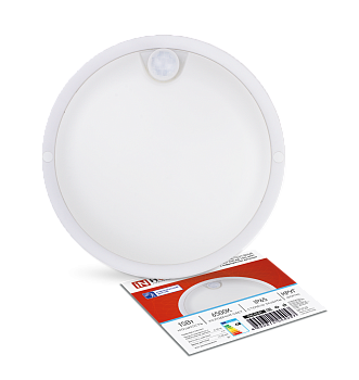 Светильник светодиодный герметичный СПП ИД-1565-КРУГ 15Вт 6500К 1350Лм с инфракрасным датчиком IP65 140мм IN HOME во Владивостоке