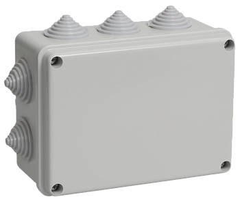 Коробка КМ41241 распаячная для открытой проводки 150х110х70 мм IP44 (RAL7035, 10 гермовводов)  – купить распределительные коробки, крепеж, изоляцию оптом и в розницу  Коробка КМ41241 распаячная для открытой проводки 150х110х70 мм IP44 (RAL7035, 10 гермовводов) во Владивостоке