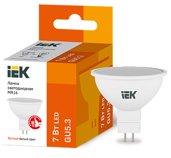 Лампа LED MR16 софит 7Вт 230В 3000К GU5.3 IEK  – купить лампы всех видов оптом и в розницу  Лампа LED MR16 софит 7Вт 230В 3000К GU5.3 IEK во Владивостоке