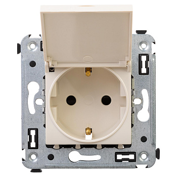 Розетка с крышкой в стену, 2P+E, с з/ш, Avanti "Ванильная дымка" DKC во Владивостоке
