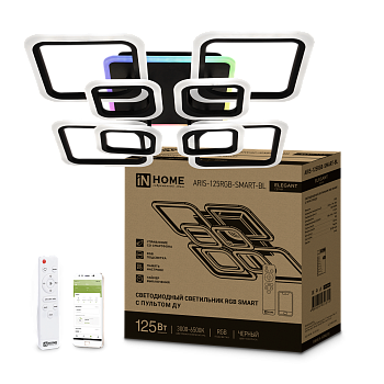 Светильник светодиодный ELEGANT ARIS-125RGB-SMART-BL 125Вт 230В 3000-6500K 8800Лм 585х585х115мм пульт ДУ черный IN HOME  – купить кабель и провод оптом и в розницу  Светильник светодиодный ELEGANT ARIS-125RGB-SMART-BL 125Вт 230В 3000-6500K 8800Лм 585х585х115мм пульт ДУ черный IN HOME во Владивостоке