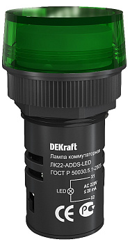 Лампа сигнальная ADDS D22 ЗЕЛЕНЫЙ LED 220В ЛK-22 DEKraft во Владивостоке