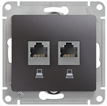 Розетка двойная компьютерная RJ45+RJ45 Glossa SE графит во Владивостоке