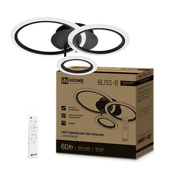 Светильник светодиодный ELEGANT BLISS-B 60Вт 230В 3000-6500K 4700Лм 508х390х120мм c пультом ДУ черный IN HOME  – купить кабель и провод оптом и в розницу  Светильник светодиодный ELEGANT BLISS-B 60Вт 230В 3000-6500K 4700Лм 508х390х120мм c пультом ДУ черный IN HOME во Владивостоке
